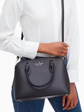 kate spade Black Saffiano Dome Satchel with Crossbody Strap